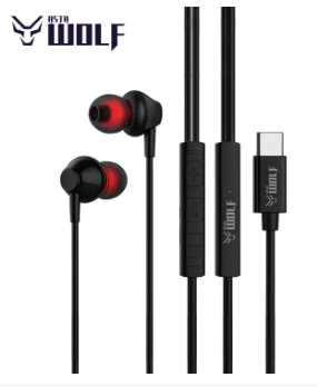 Asta WOLF STRING 2.0 Type-C Wired Earphones | High Bass Sound, 10mm Driver, Tangle-Free Tough Wire (1.2m), In-Line Play/Pause & Volume Controller â€“ Durable Type-C Jack Earphones