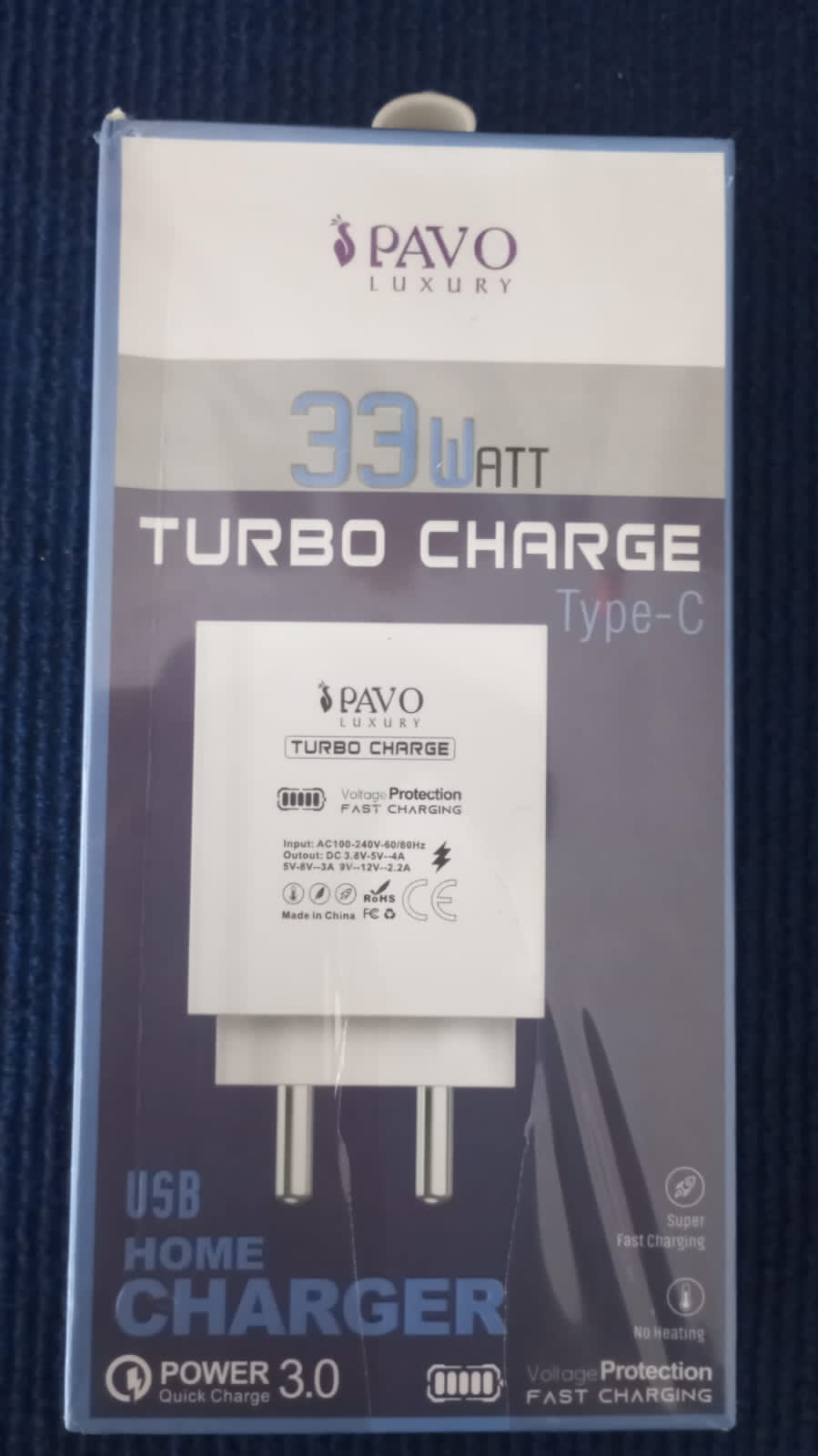 Pavo luxury 33 watts turbo charger Type-C
